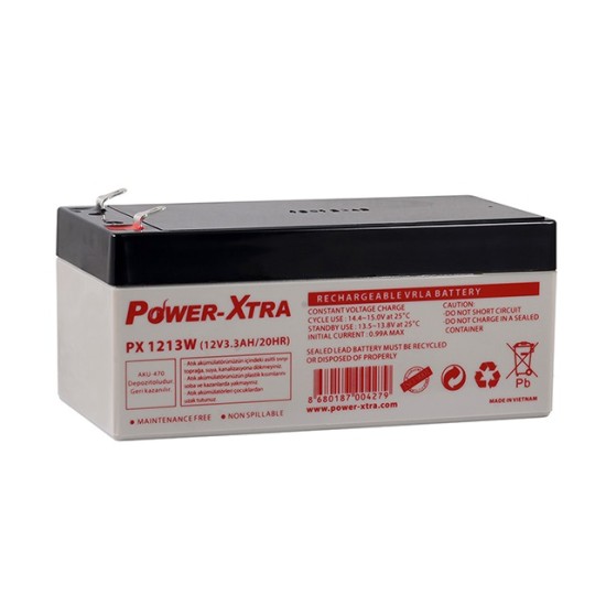 Power-Xtra 12V 3.3 Ah Bakımsız Kuru Akü